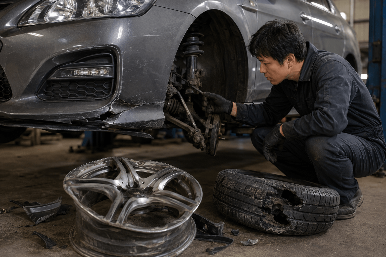 縁石への乗り上げで考えられる主な故障